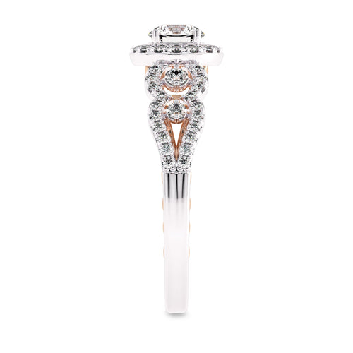 1 CT Halo Unique Lab Created Diamond Engagement Ring