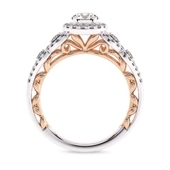 1 CT Halo Unique Lab Created Diamond Engagement Ring
