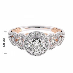 1 CT Halo Unique Lab Created Diamond Engagement Ring