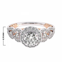 1 CT Halo Unique Lab Created Diamond Engagement Ring