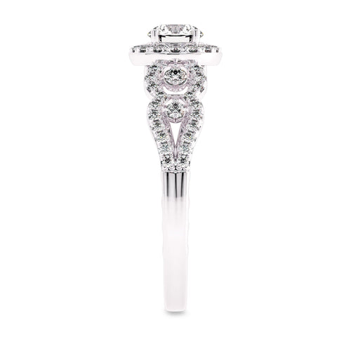 1 CT Halo Unique Lab Created Diamond Engagement Ring