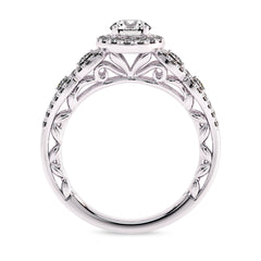 1 CT Halo Unique Lab Created Diamond Engagement Ring