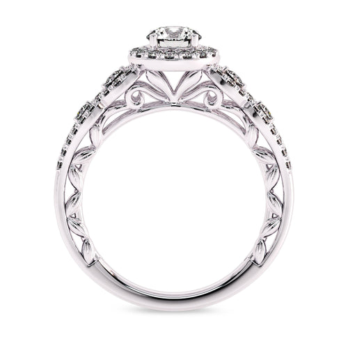 1 CT Halo Unique Lab Created Diamond Engagement Ring