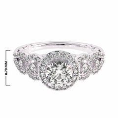 1 CT Halo Unique Lab Created Diamond Engagement Ring