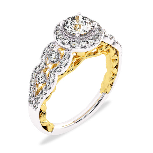 1 CT Halo Unique Lab Created Diamond Engagement Ring