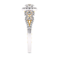 1 CT Halo Unique Lab Created Diamond Engagement Ring