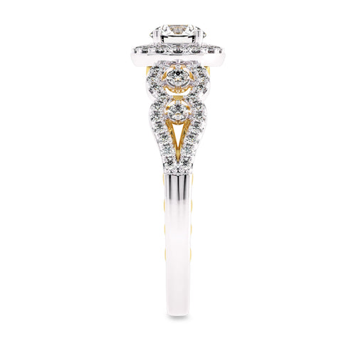 1 CT Halo Unique Lab Created Diamond Engagement Ring