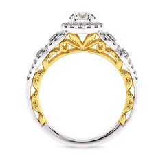 1 CT Halo Unique Lab Created Diamond Engagement Ring