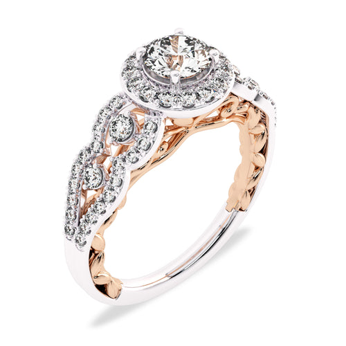 1 CT Halo Unique Lab Created Diamond Engagement Ring