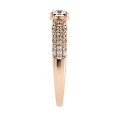 1 CT Round Classic Pave Engagement Ring with Double Row Shank Lab Created Studded Diamonds