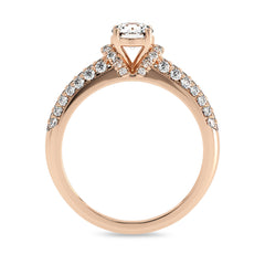1 CT Round Classic Pave Engagement Ring with Double Row Shank Lab Created Studded Diamonds