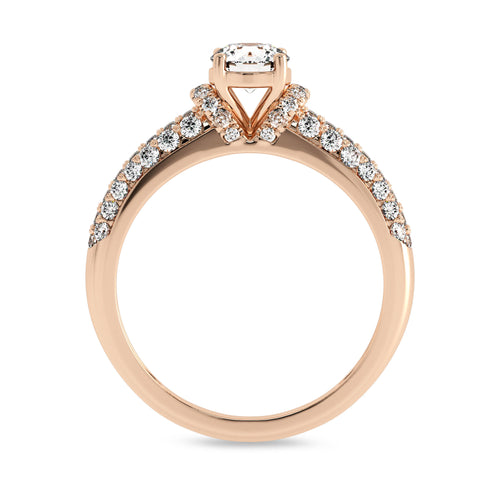 1 CT Round Classic Pave Engagement Ring with Double Row Shank Lab Created Studded Diamonds