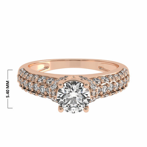 1 CT Round Classic Pave Engagement Ring with Double Row Shank Lab Created Studded Diamonds