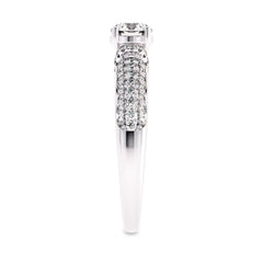 1 CT Round Classic Pave Engagement Ring with Double Row Shank Lab Created Studded Diamonds