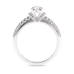 1 CT Round Classic Pave Engagement Ring with Double Row Shank Lab Created Studded Diamonds