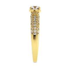 1 CT Round Classic Pave Engagement Ring with Double Row Shank Lab Created Studded Diamonds