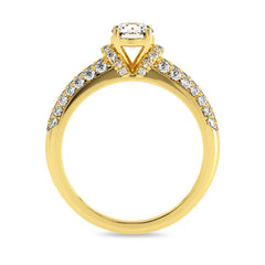 1 CT Round Classic Pave Engagement Ring with Double Row Shank Lab Created Studded Diamonds