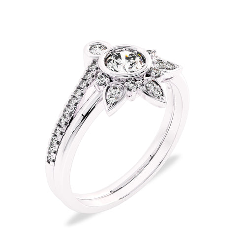 1/2 CT Vintage Lab Created Diamond Bridal Set