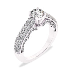 1 CT Classic Pave Two Tone Lab Created Diamond Engagement Ring