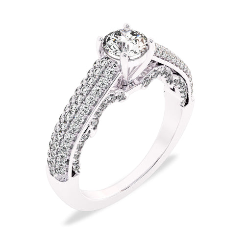 1 CT Classic Pave Two Tone Lab Created Diamond Engagement Ring