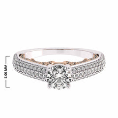 1 CT Classic Pave Two Tone Lab Created Diamond Engagement Ring