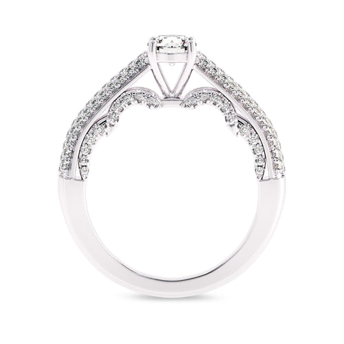 1 CT Classic Pave Two Tone Lab Created Diamond Engagement Ring