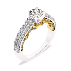1 CT Classic Pave Two Tone Lab Created Diamond Engagement Ring