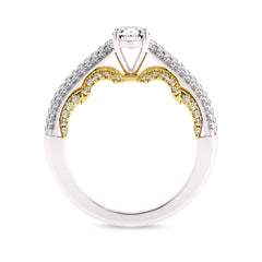 1 CT Classic Pave Two Tone Lab Created Diamond Engagement Ring
