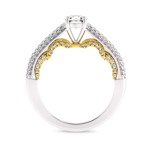 1 CT Classic Pave Two Tone Lab Created Diamond Engagement Ring