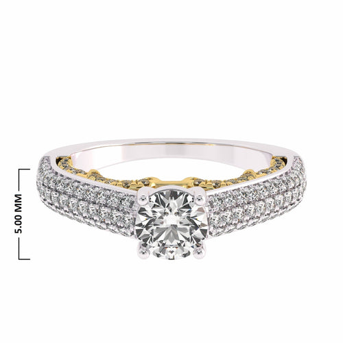 1 CT Classic Pave Two Tone Lab Created Diamond Engagement Ring