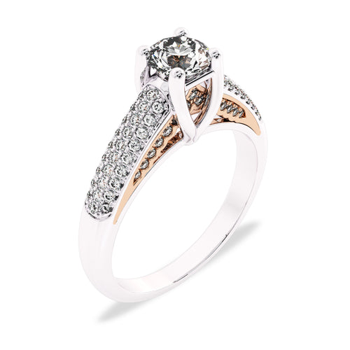 7/8 CT. Classic Pave Two Tone Engagement Ring