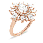 1 1/2 CT. Sunbrust Cocktail Oval Lab created Diamond Halo Ring.