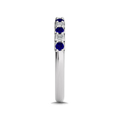 1/2 CT. Natural Diamond and Blue Sapphire Round Half Eternity Band