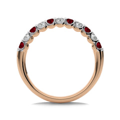 1/2 CT. Round Natural Diamond and Ruby Half Eternity Band