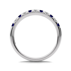 1/2 CT. Round Natural Diamond and Blue Sapphire Half Eternity Band