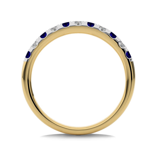 1/2 CT. Round Natural Diamond and Blue Sapphire Half Eternity Band