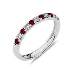 1/2 CT. Round Natural Diamond and Ruby Half Eternity Band