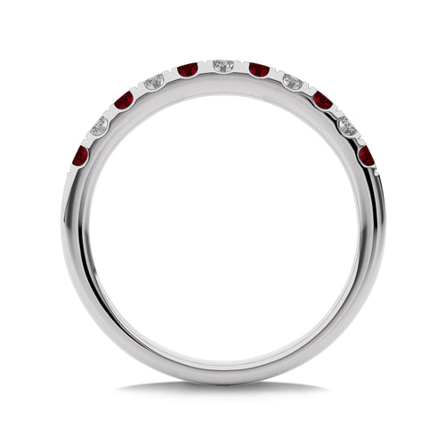 1/2 CT. Round Natural Diamond and Ruby Half Eternity Band