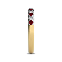 1/2 CT. Round Natural Diamond and Ruby Half Eternity Band