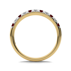 1/2 CT. Round Natural Diamond and Ruby Half Eternity Band