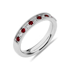 1/2 CT. Vintage Round Natural Diamond and Ruby Half Eternity Band