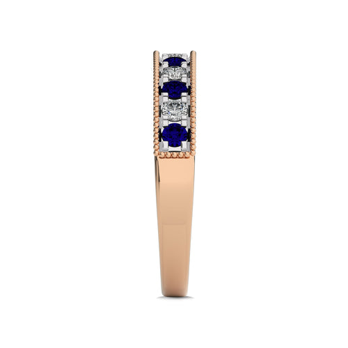 1/2 CT. Vintage Round Natural Diamond and Blue Sapphire Half Eternity Band