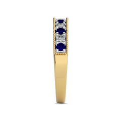 1/2 CT. Vintage Round Natural Diamond and Blue Sapphire Half Eternity Band