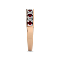 1/2 CT. Vintage Ruby and Round Natural Diamond Half Eternity Band