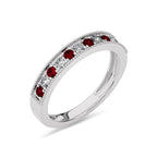 1/2 CT. Vintage Ruby and Round Natural Diamond Half Eternity Band