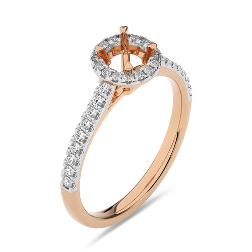 1/3 CT Round Diamond Semi Mount Halo Engagement Ring