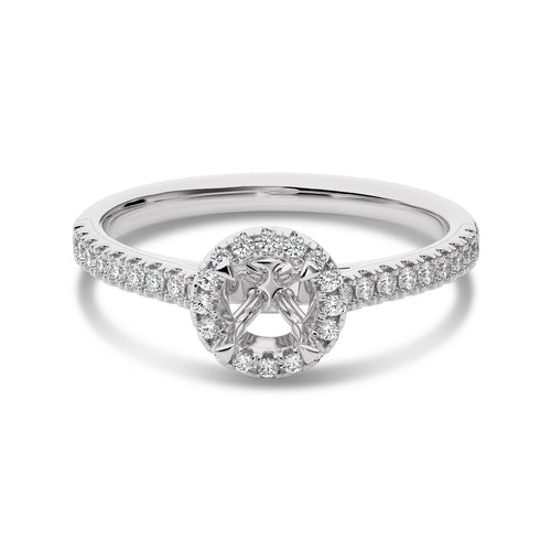 1/3 CT Round Diamond Semi Mount Halo Engagement Ring