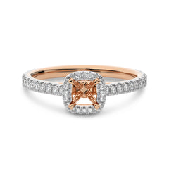 1/3 CT Round Diamond Semi Mount  Halo Engagement Ring