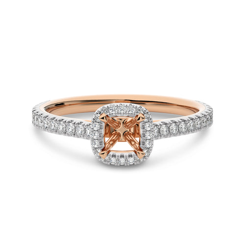 1/3 CT Round Diamond Semi Mount  Halo Engagement Ring