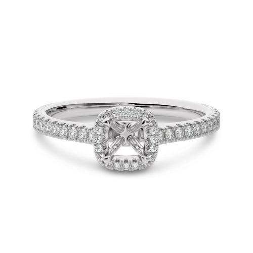 1/3 CT Round Diamond Semi Mount  Halo Engagement Ring
